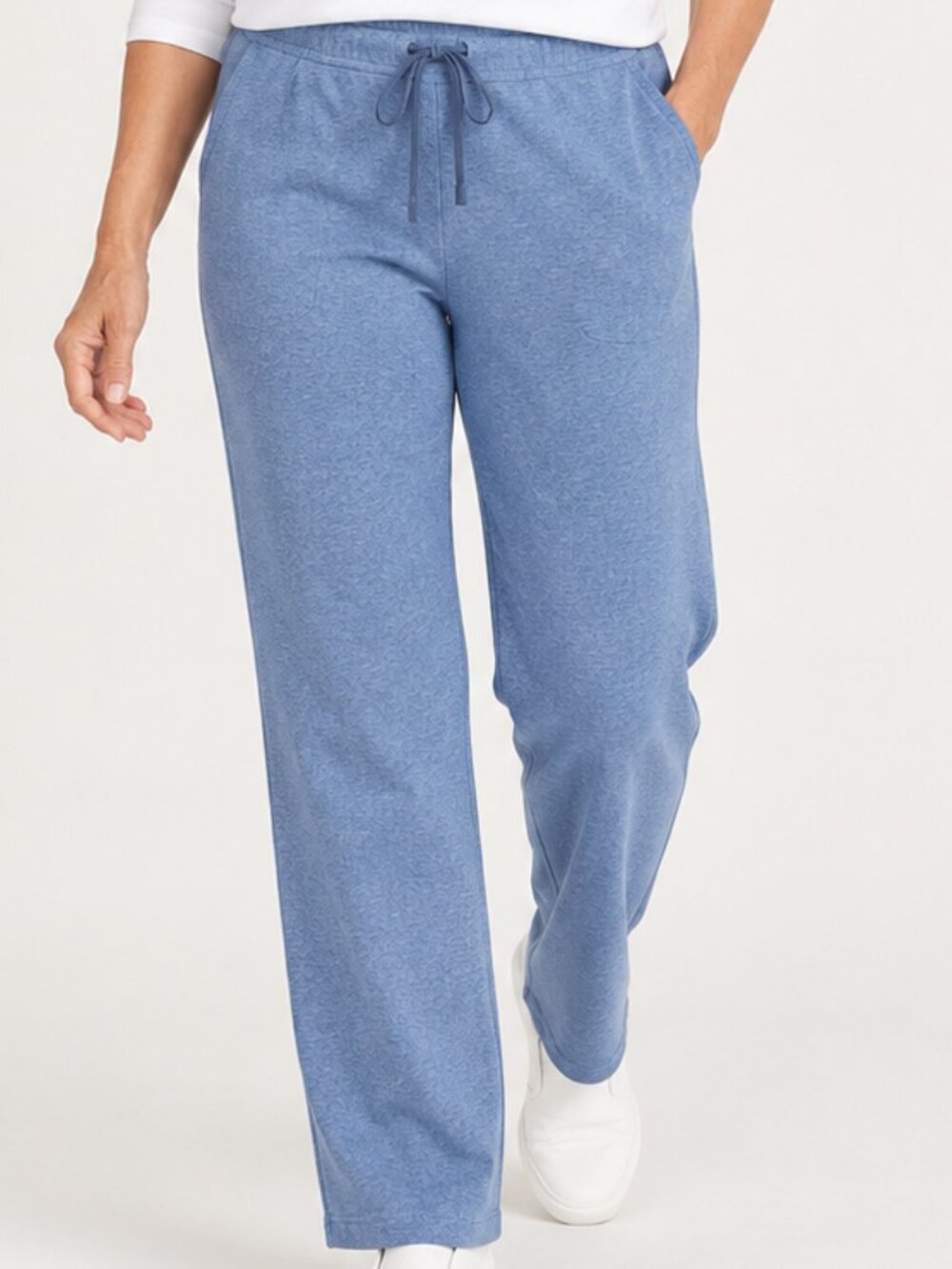 Karen Scott Sport Blue Heather Knit Pull On Crop Pants Medium